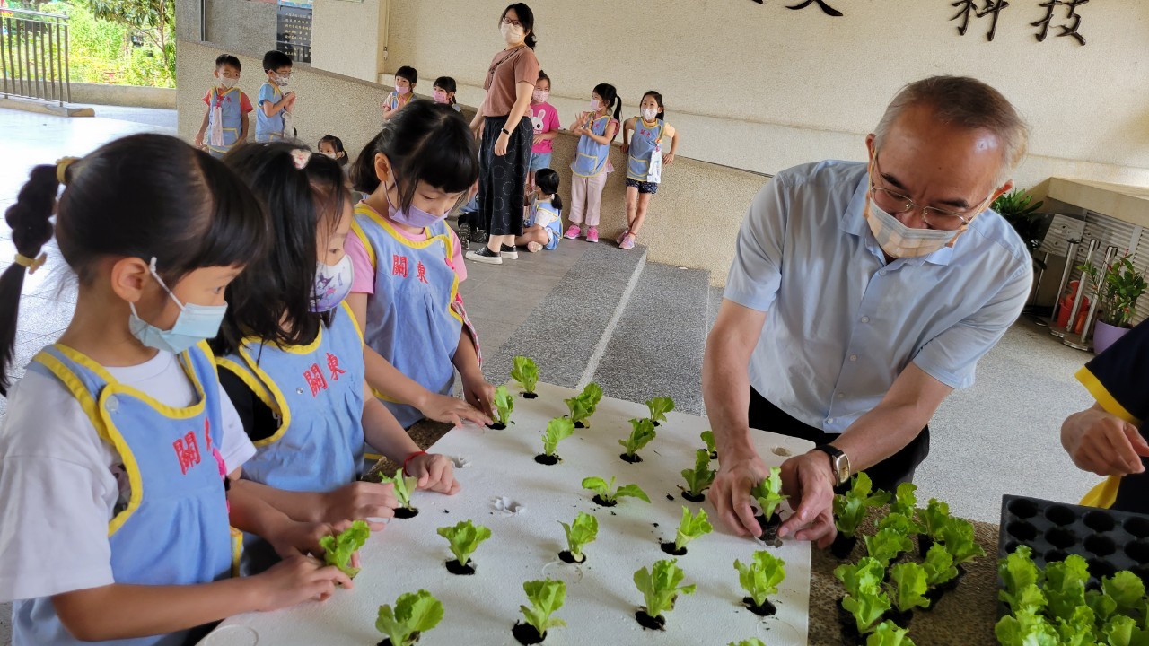 幼兒園綿羊班參與校園魚菜共生農場種植活動活動照片